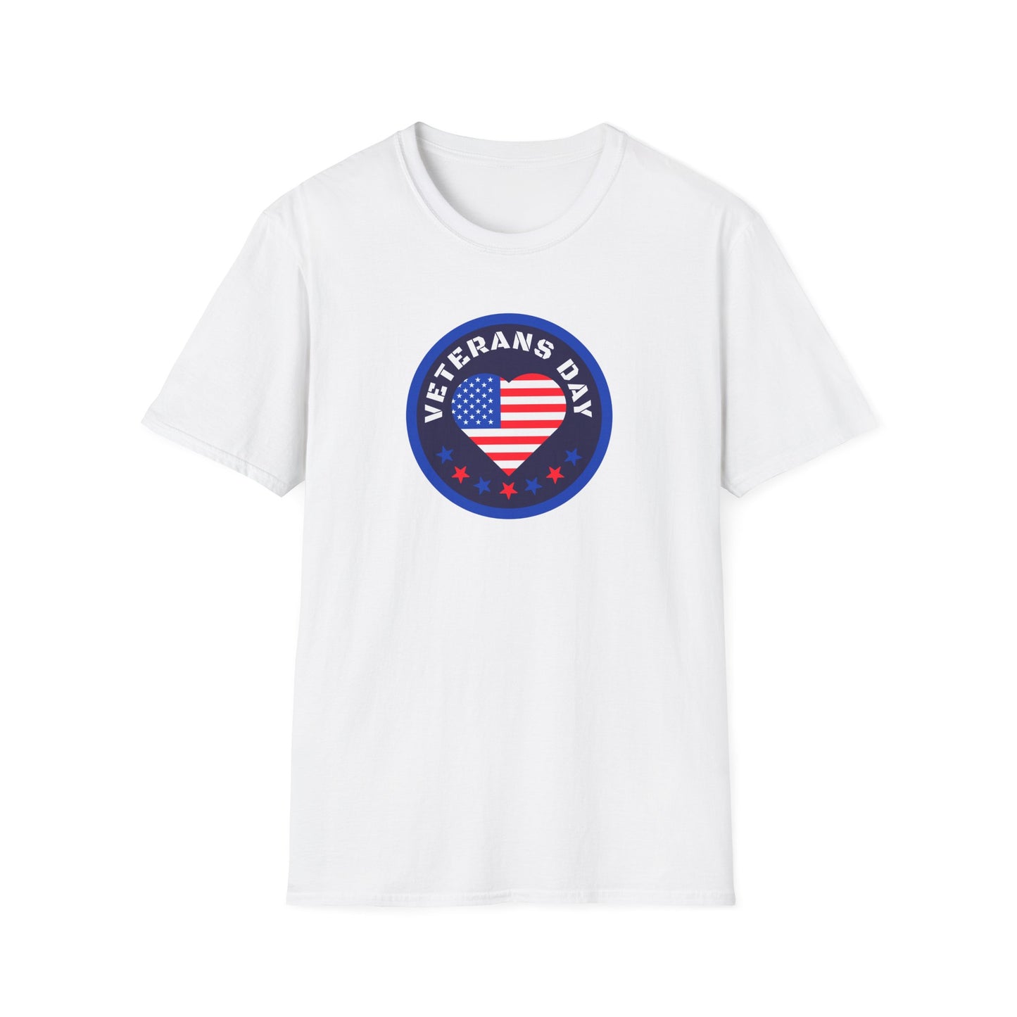 Veterans Day Unisex Softstyle T-Shirt - Patriotic Heart Design