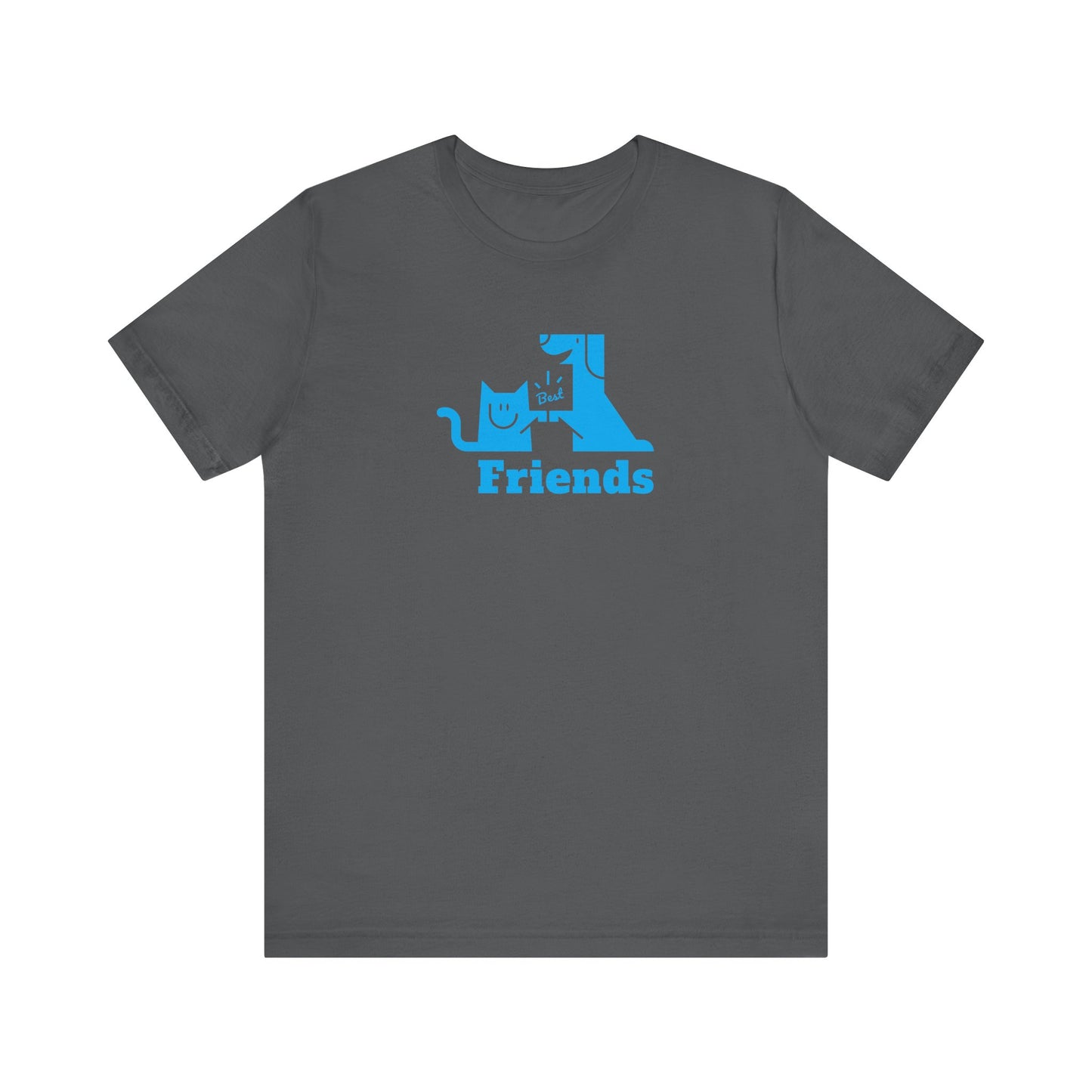 Cat & Dog Hi-5 Each Other Best Friends Blue Print Unisex Jersey Short Sleeve Tee