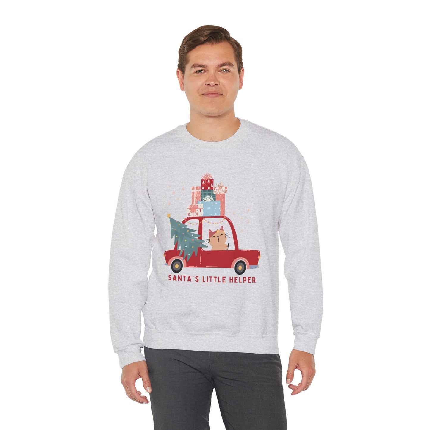 Santa's Little Helper Cat Driving πππ± Unisex Heavy Blend Crewneck Sweatshirt