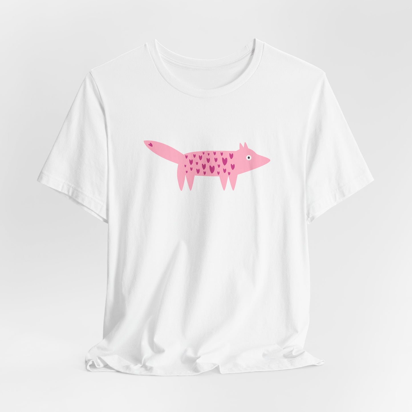 Foxy Love Fest Adorable Pink Fox with Hearts Unisex Jersey Short Sleeve Tee