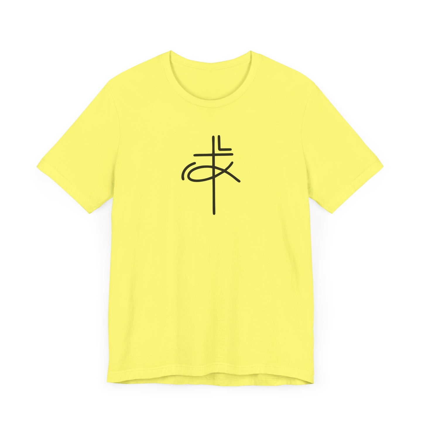 Crucifix Ichthys "Jesus Fish" Black Print Unisex Jersey Short Sleeve Tee