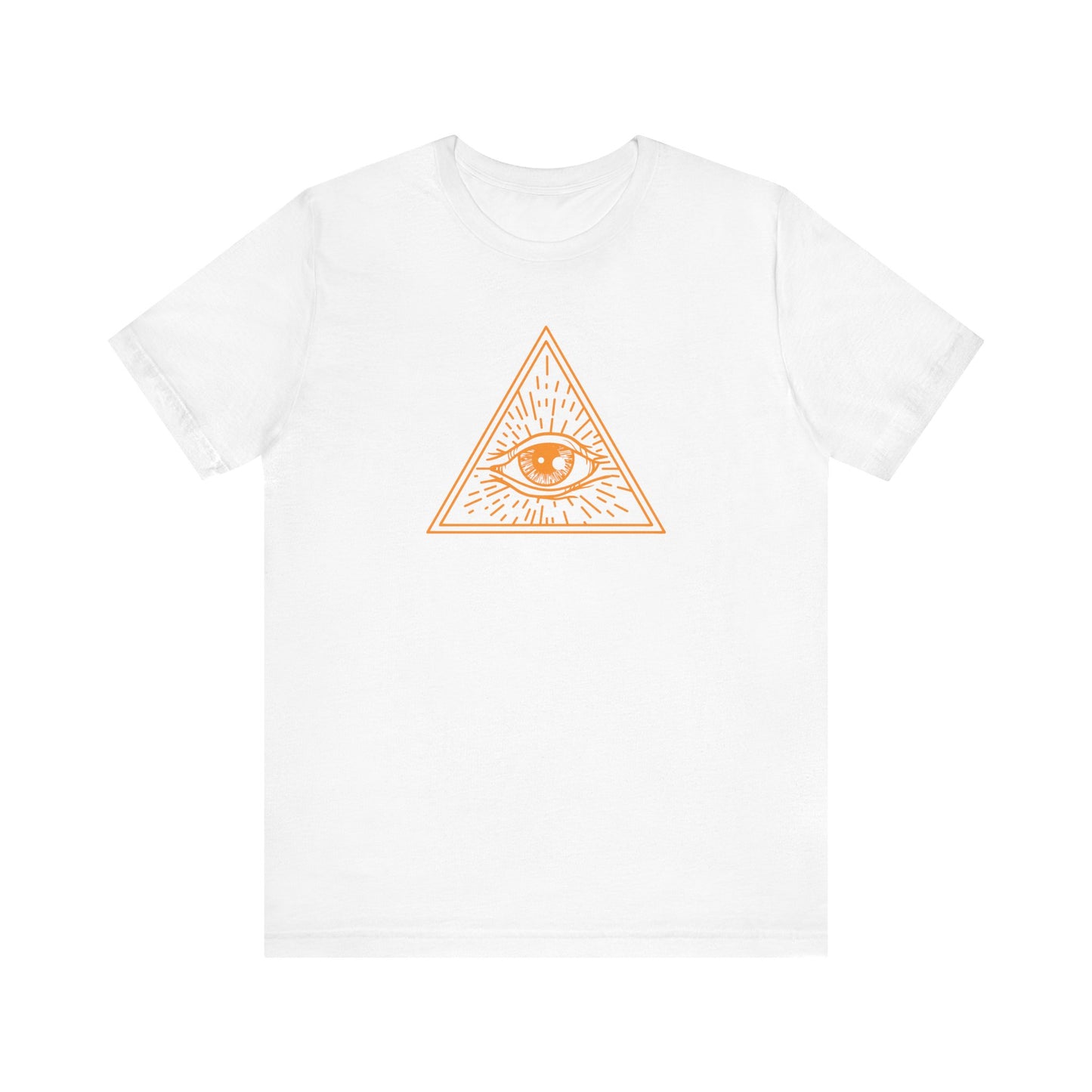 Unisex Jersey Short Sleeve Tee "Eye of Providence" All Seeing Eye Orange Print