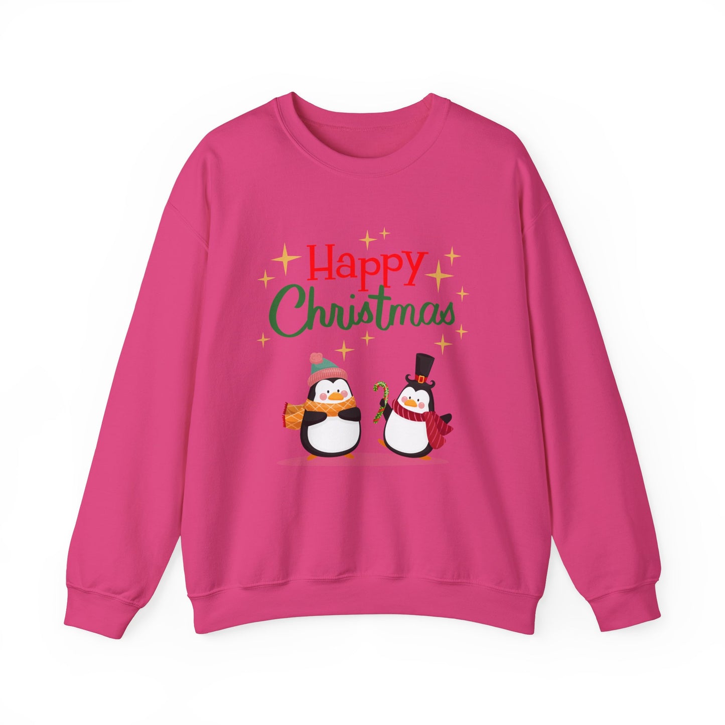 Unisex Heavy Blend Crewneck Sweatshirt Happy Christmas with Penguins 🎄🐧✨