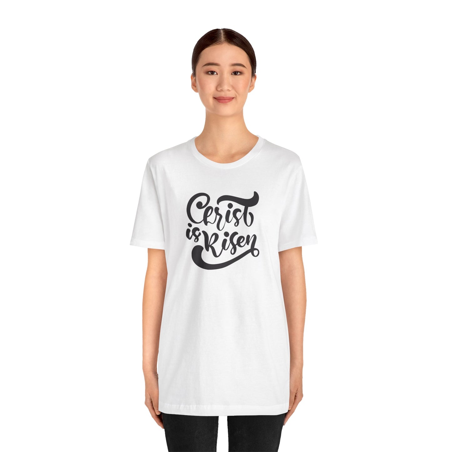 Christ is Risen Black Print Unisex Jersey Short Sleeve Tee