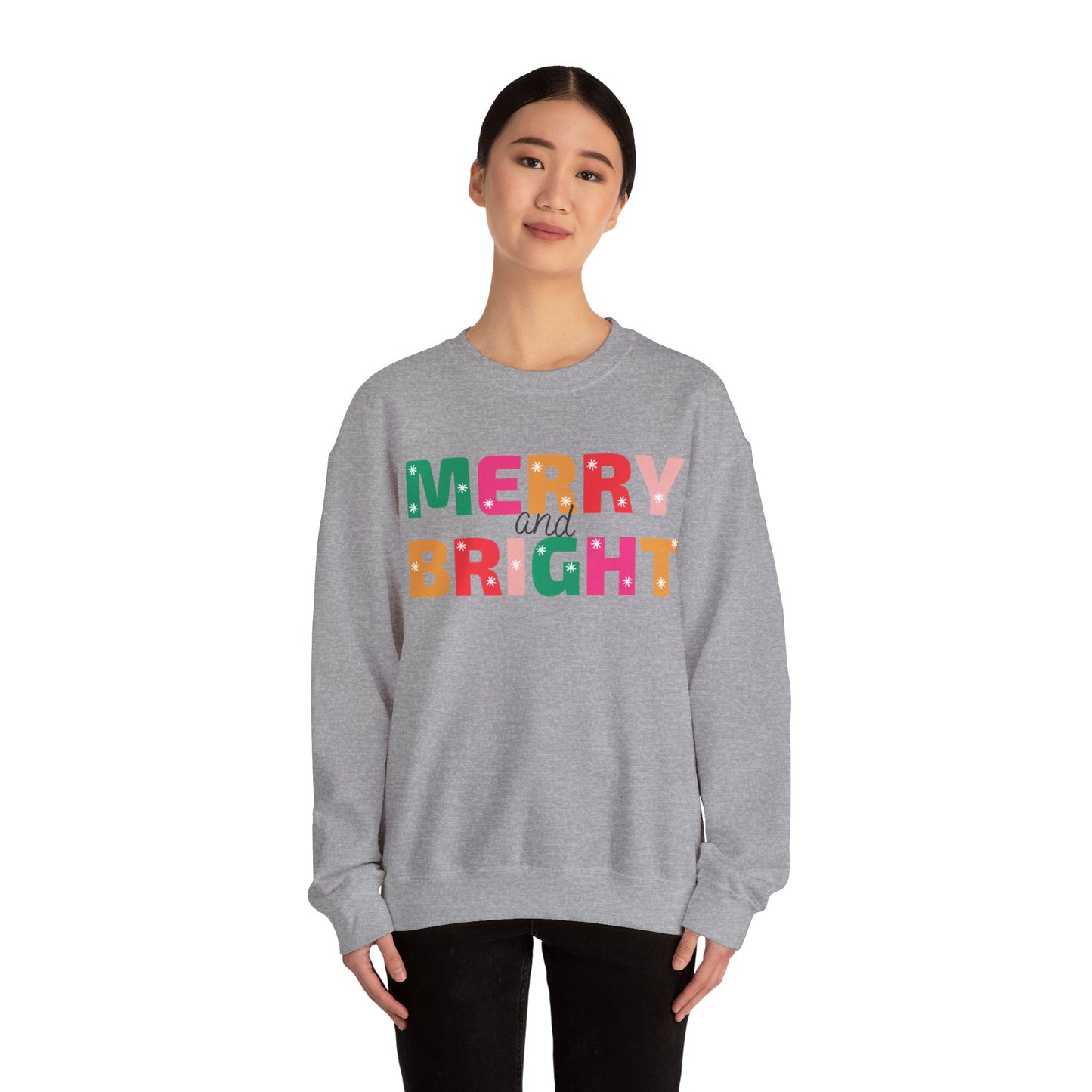 Unisex Heavy Blend Crewneck Sweatshirt Colorful Merry and Bright 🎄✨🌈