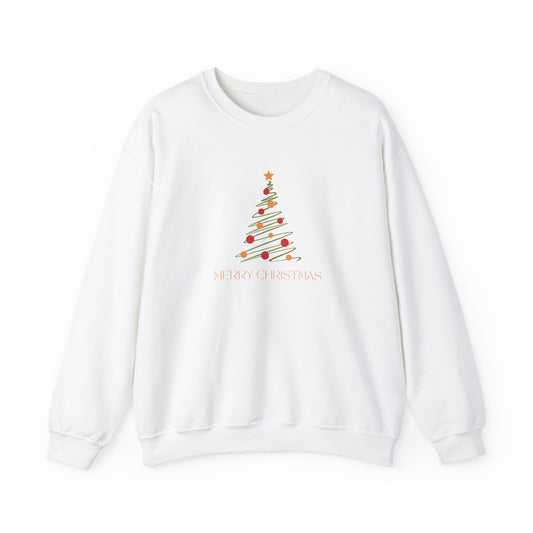 Unisex Heavy Blend Crewneck Sweatshirt Merry Christmas with Stylized Tree 🎄✨