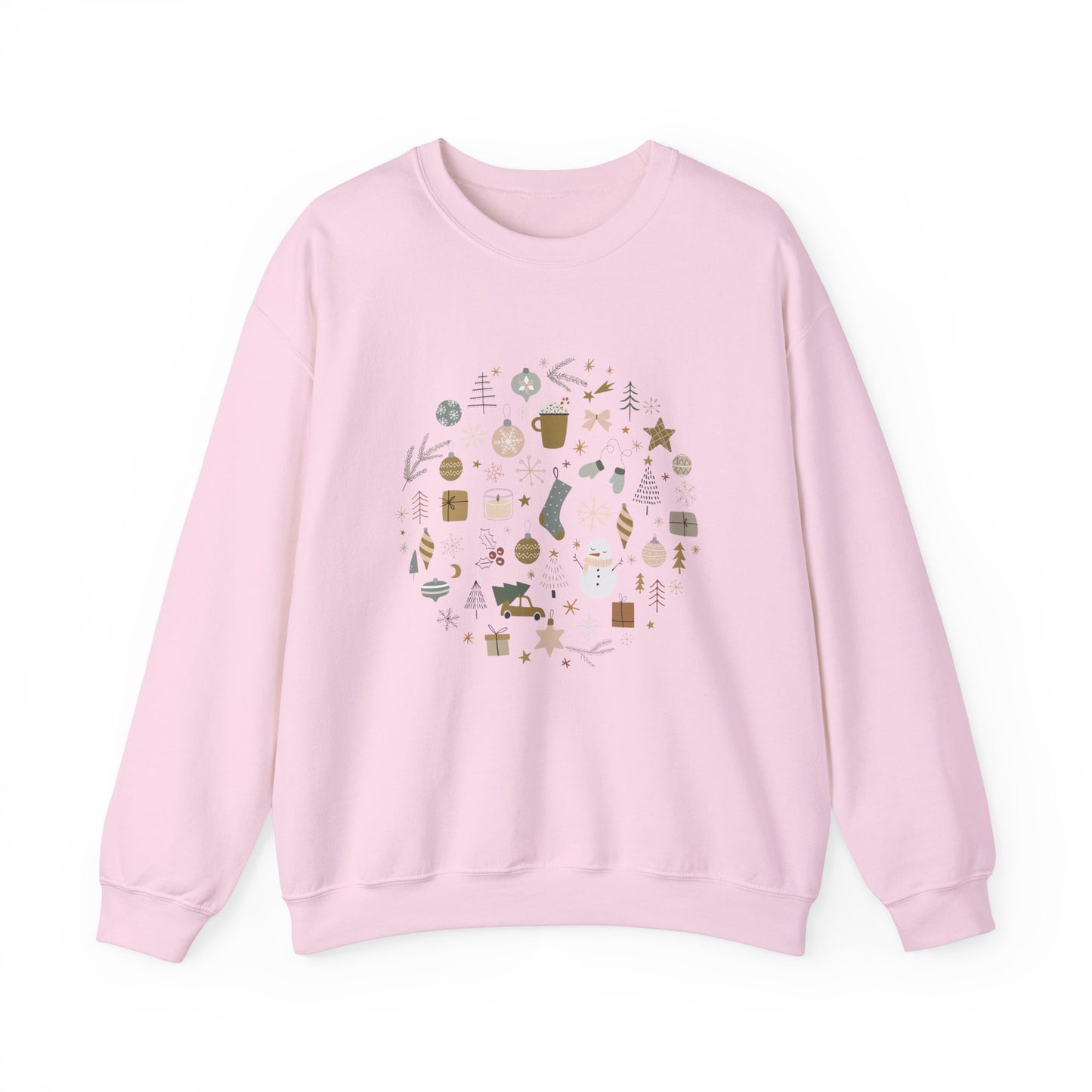 Unisex Heavy Blend Crewneck Sweatshirt Festive Holiday Round Collage 🎄☃️❄️