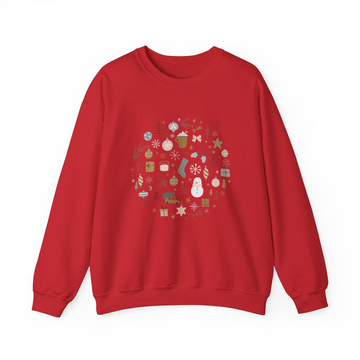 Unisex Heavy Blend Crewneck Sweatshirt Festive Holiday Round Collage 🎄☃️❄️