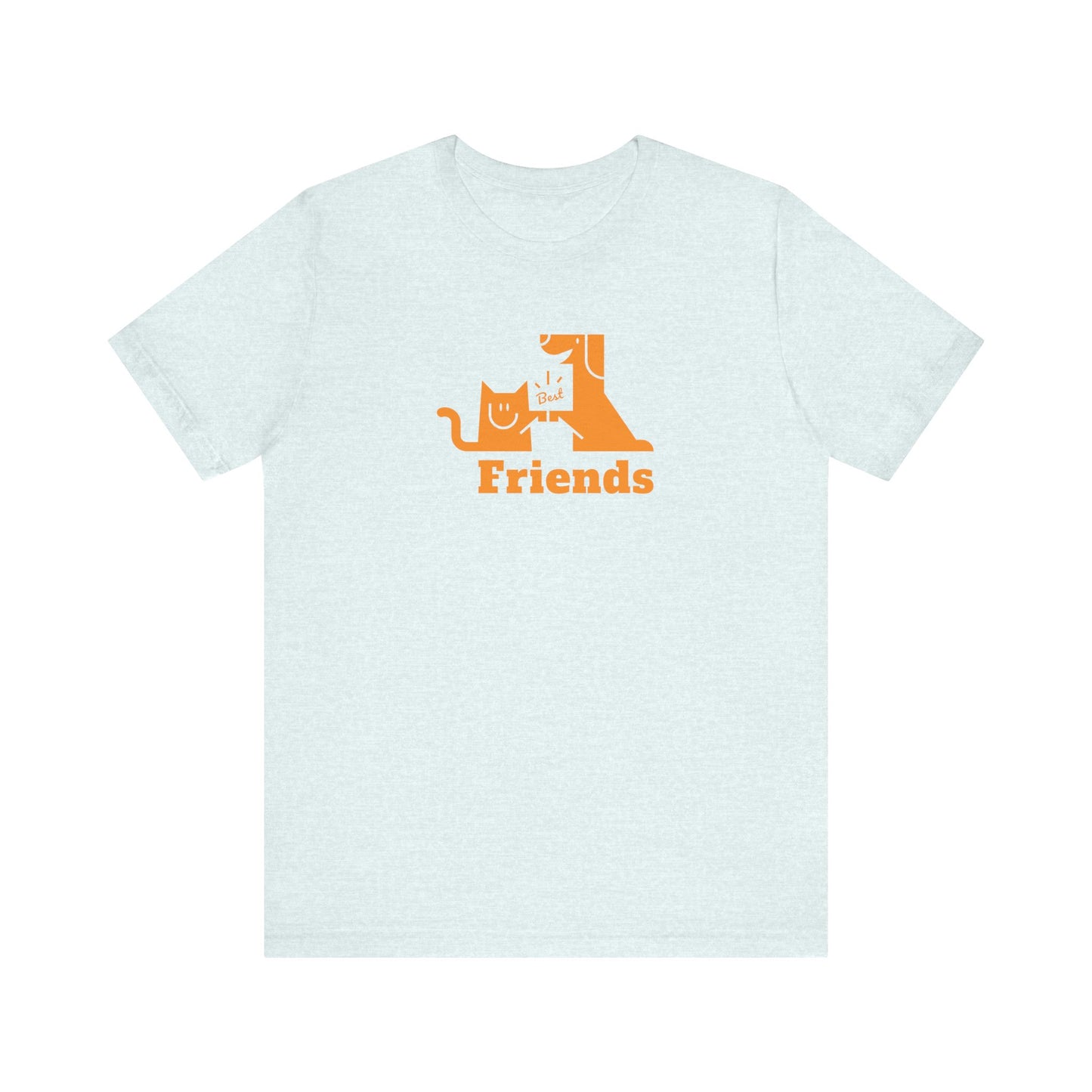 Unisex Jersey Short Sleeve Tee Cat & Dog Hi-5 Each Other Best Friends Orange Print