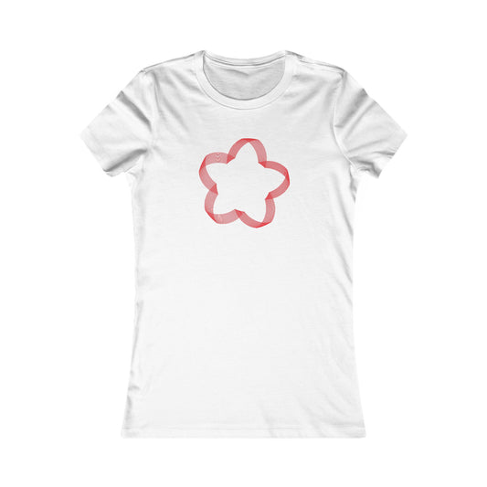 Women's Favorite T-Shirt "Geometric Petal Play" Whimsical 5-Petal Flower Red Print