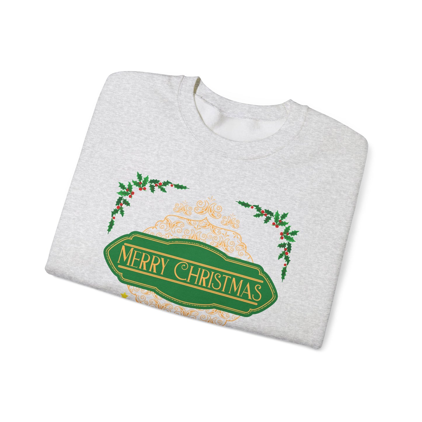 Unisex Heavy Blend Crewneck Sweatshirt Elegant Merry Christmas 🎄☃️✨