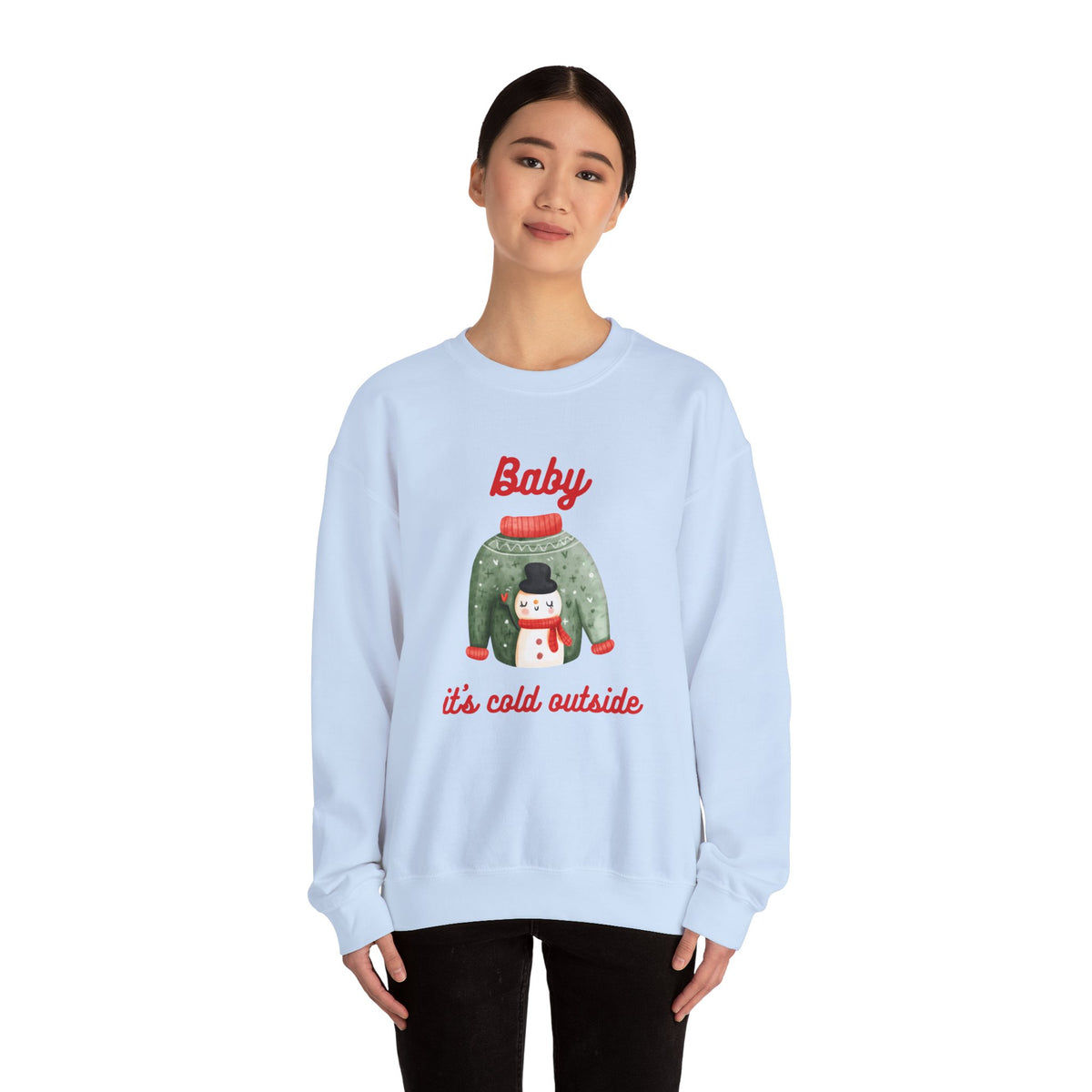 Unisex Heavy Blend Crewneck Sweatshirt Baby It's Cold Outside Snowman 🎄❄️❤️