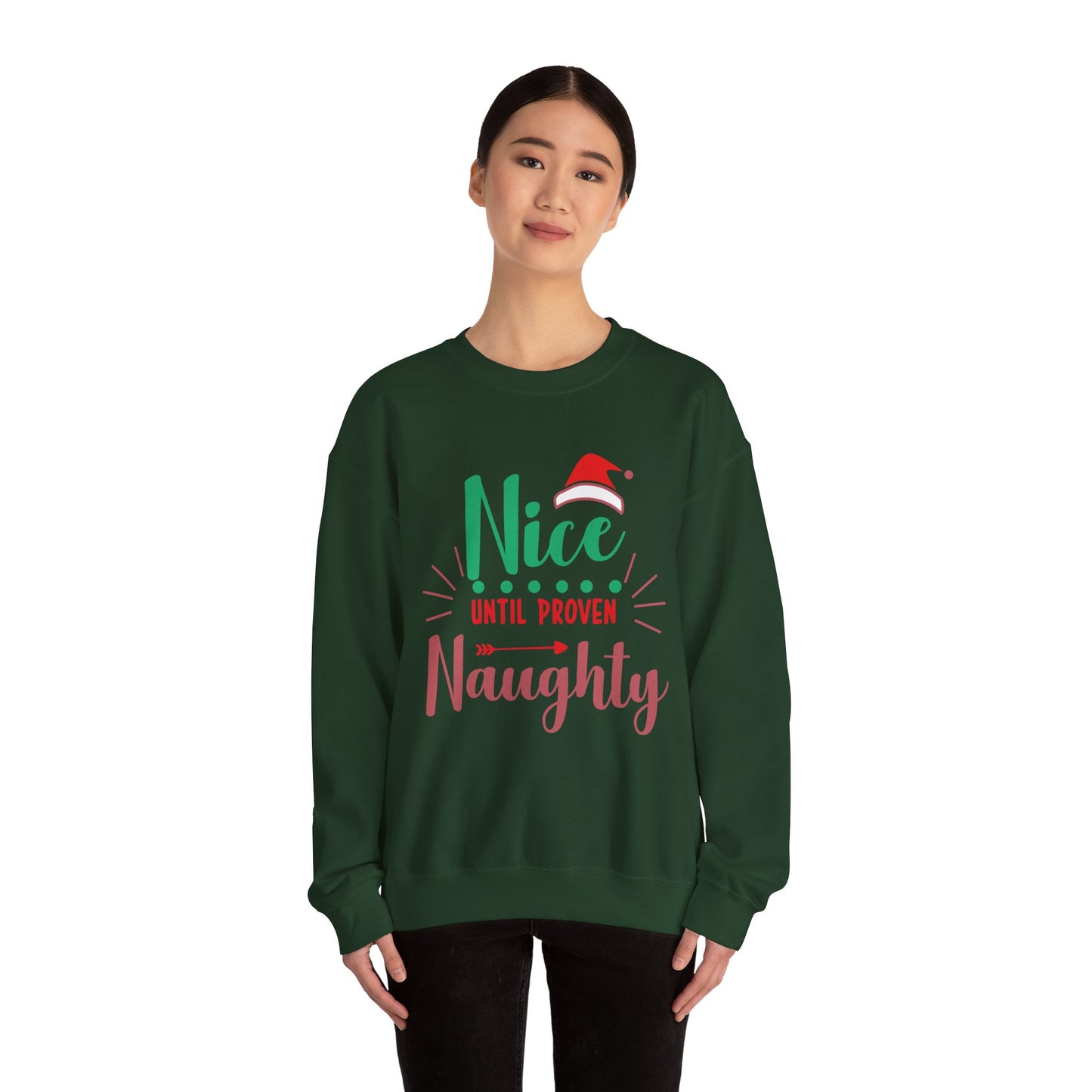 Unisex Heavy Blend Crewneck Sweatshirt Nice Until Proven Naughty 🎄😈✨