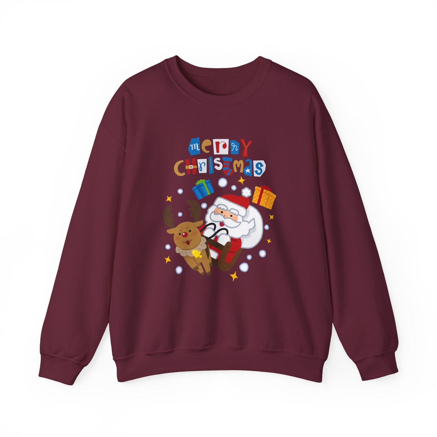 Unisex Heavy Blend Crewneck Sweatshirt Santa & Reindeer Merry Christmas 🎅🦌✨