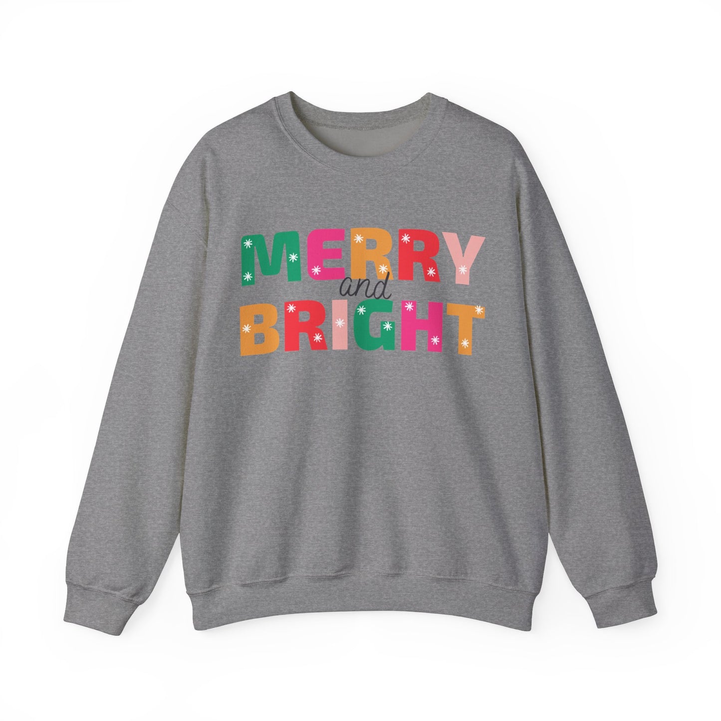 Unisex Heavy Blend Crewneck Sweatshirt Colorful Merry and Bright 🎄✨🌈