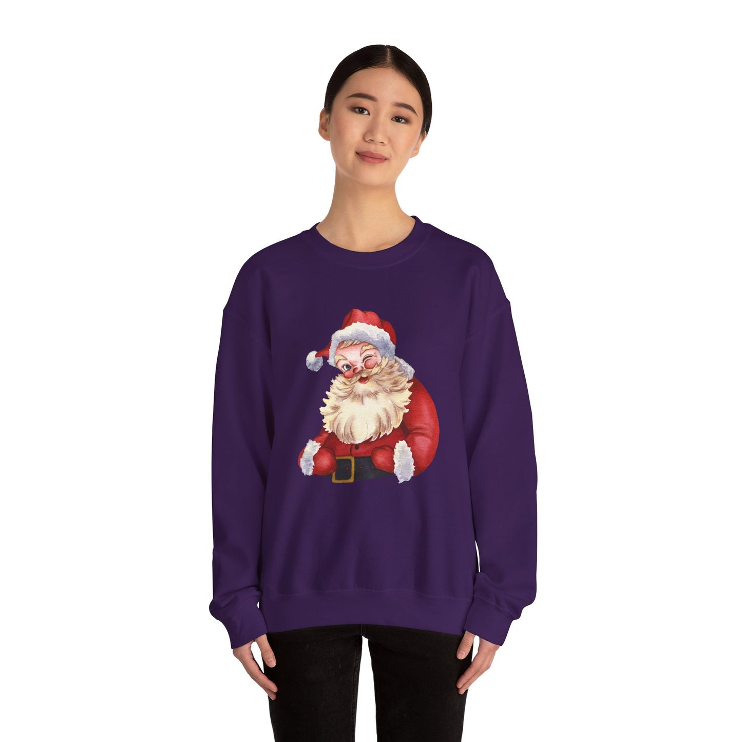 Unisex Heavy Blend Crewneck Sweatshirt Winking Santa 🎅✨❤️