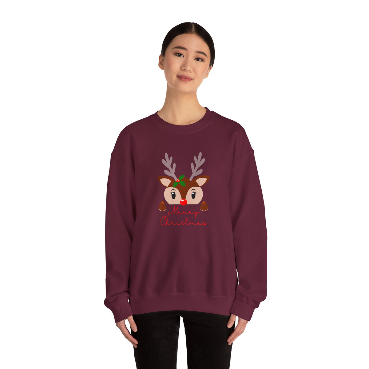 Unisex Heavy Blend Crewneck Sweatshirt Adorable Baby Deer Merry Christmas 🎄🦌✨