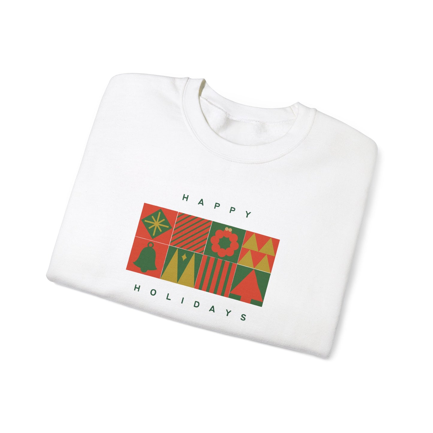 Unisex Heavy Blend Crewneck Sweatshirt Happy Holidays with Festive Elements 🎉🎄✨