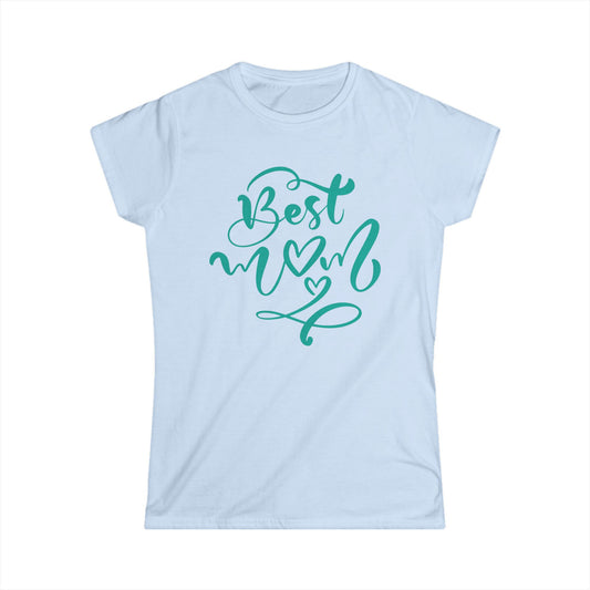 Women's Softstyle Tee Best Mom Jade Color Print