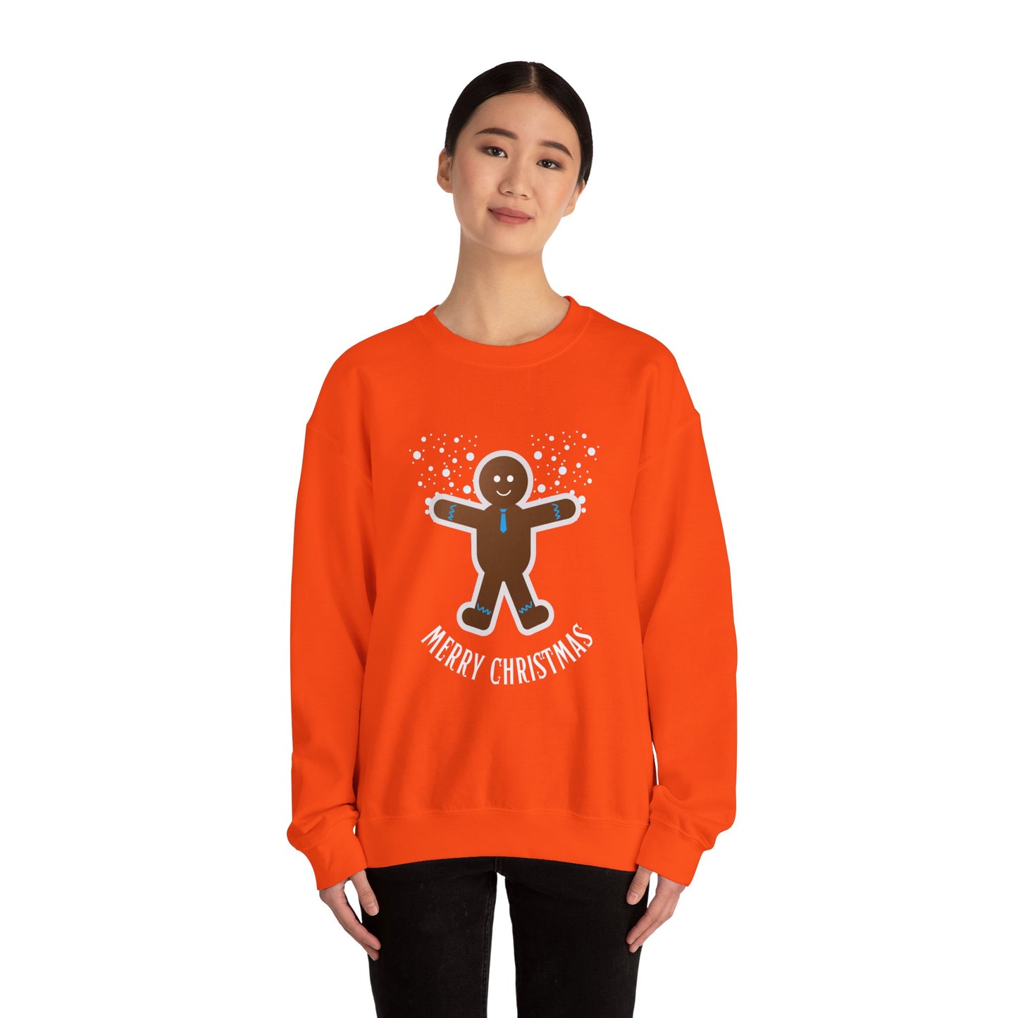 Unisex Heavy Blend Crewneck Sweatshirt Merry Christmas Happy Gingerbread Man 🎄🍪✨