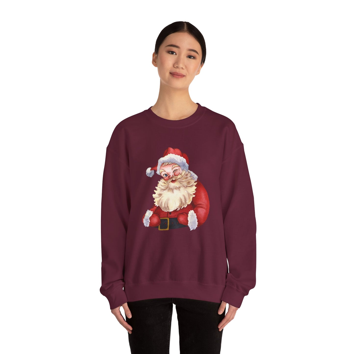 Unisex Heavy Blend Crewneck Sweatshirt Winking Santa 🎅✨❤️