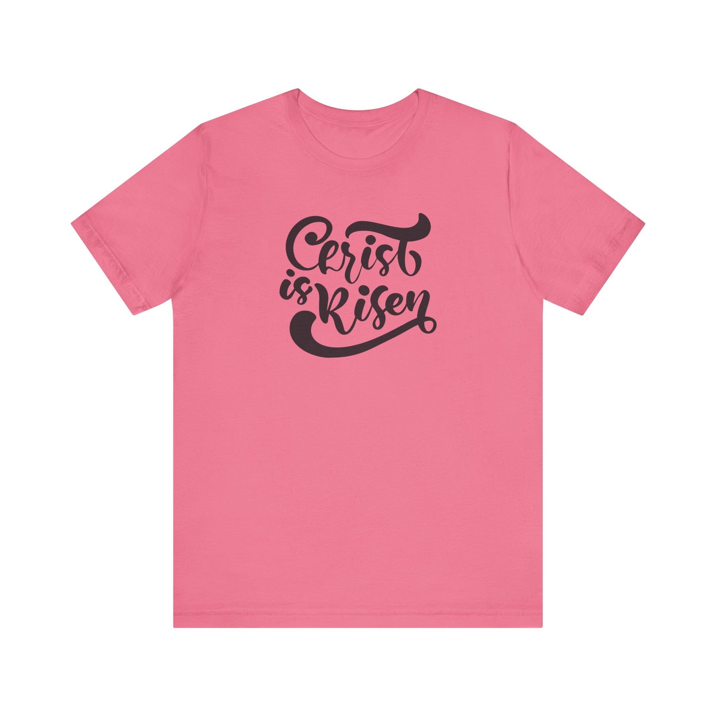 Unisex Jersey Short Sleeve Tee Easter 'Christ is Risen' Black Print