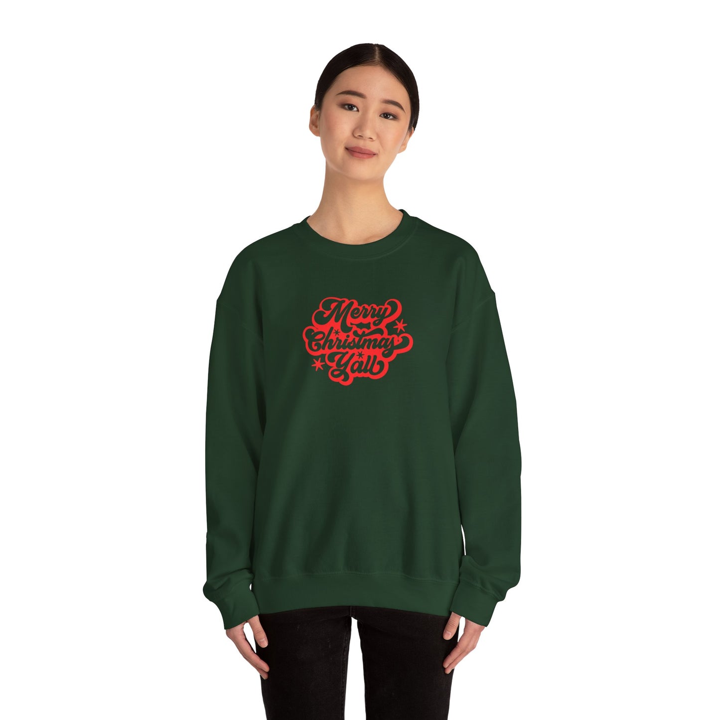 Unisex Heavy Blend Crewneck Sweatshirt Merry Christmas Y'all 🎄✨