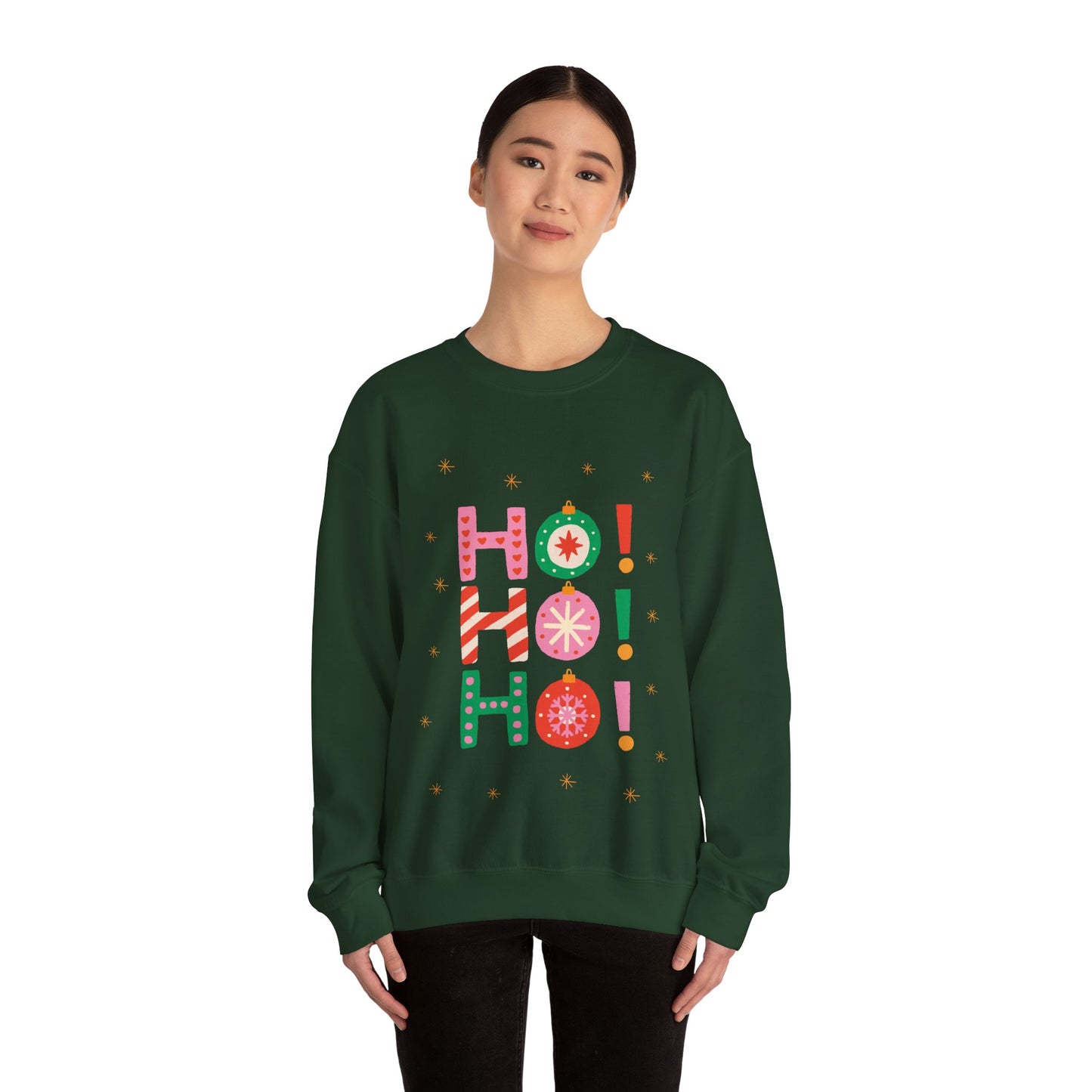 Unisex Heavy Blend Crewneck Sweatshirt Colorful Ho Ho Ho version 1 🎅✨