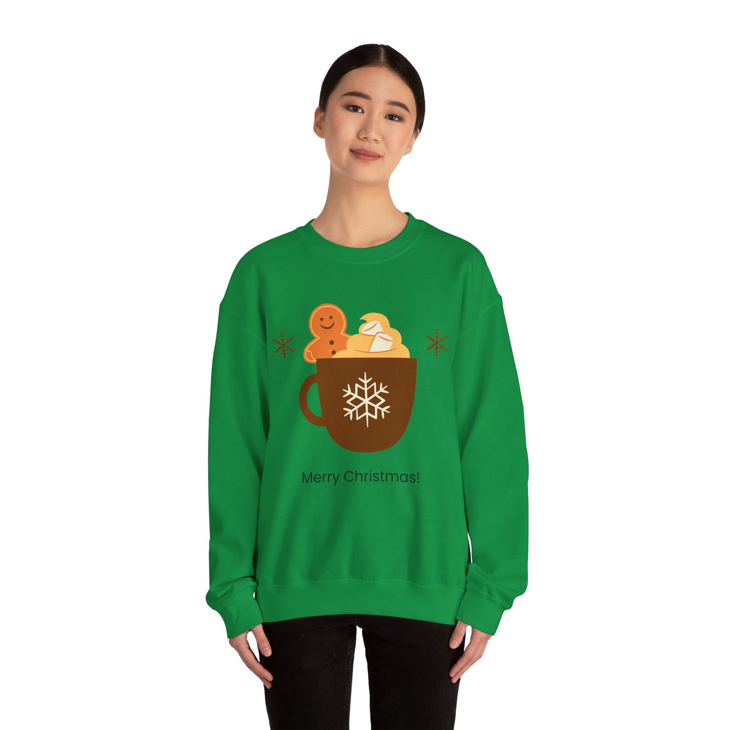 Unisex Heavy Blend Crewneck Sweatshirt Merry Christmas Gingerbread Man ☕🎄🍪