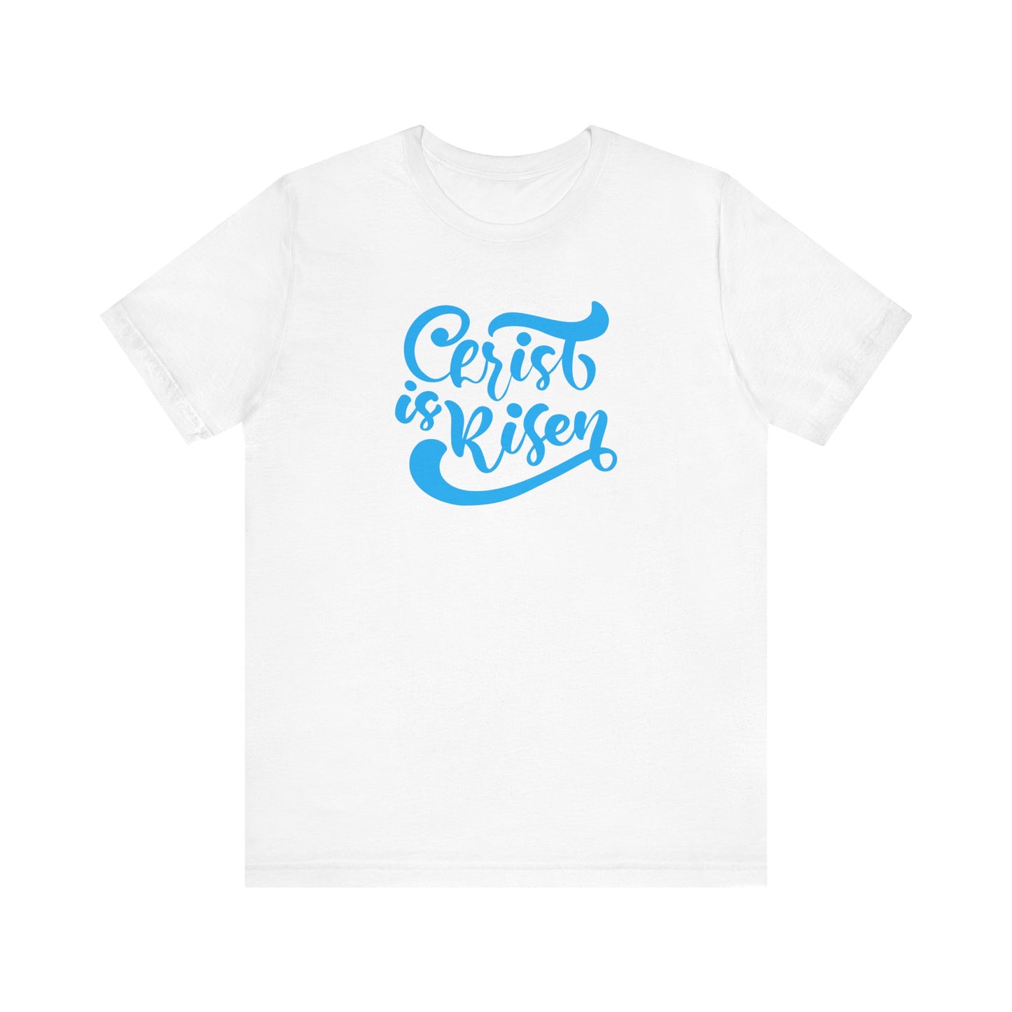 Unisex Jersey Short Sleeve Tee Easter 'Christ is Risen' Blue Print