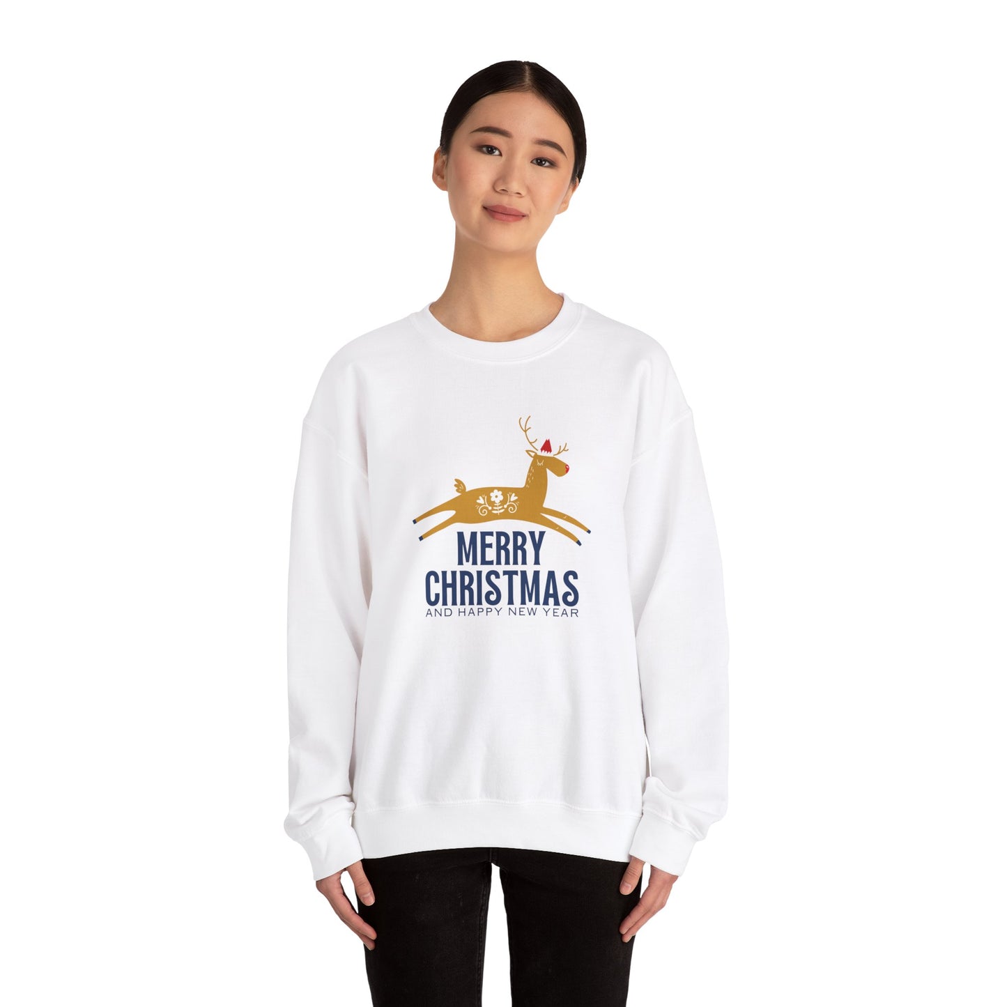 Unisex Heavy Blend Crewneck Sweatshirt Merry Christmas & Happy New Year Reindeer 🎄🦌✨