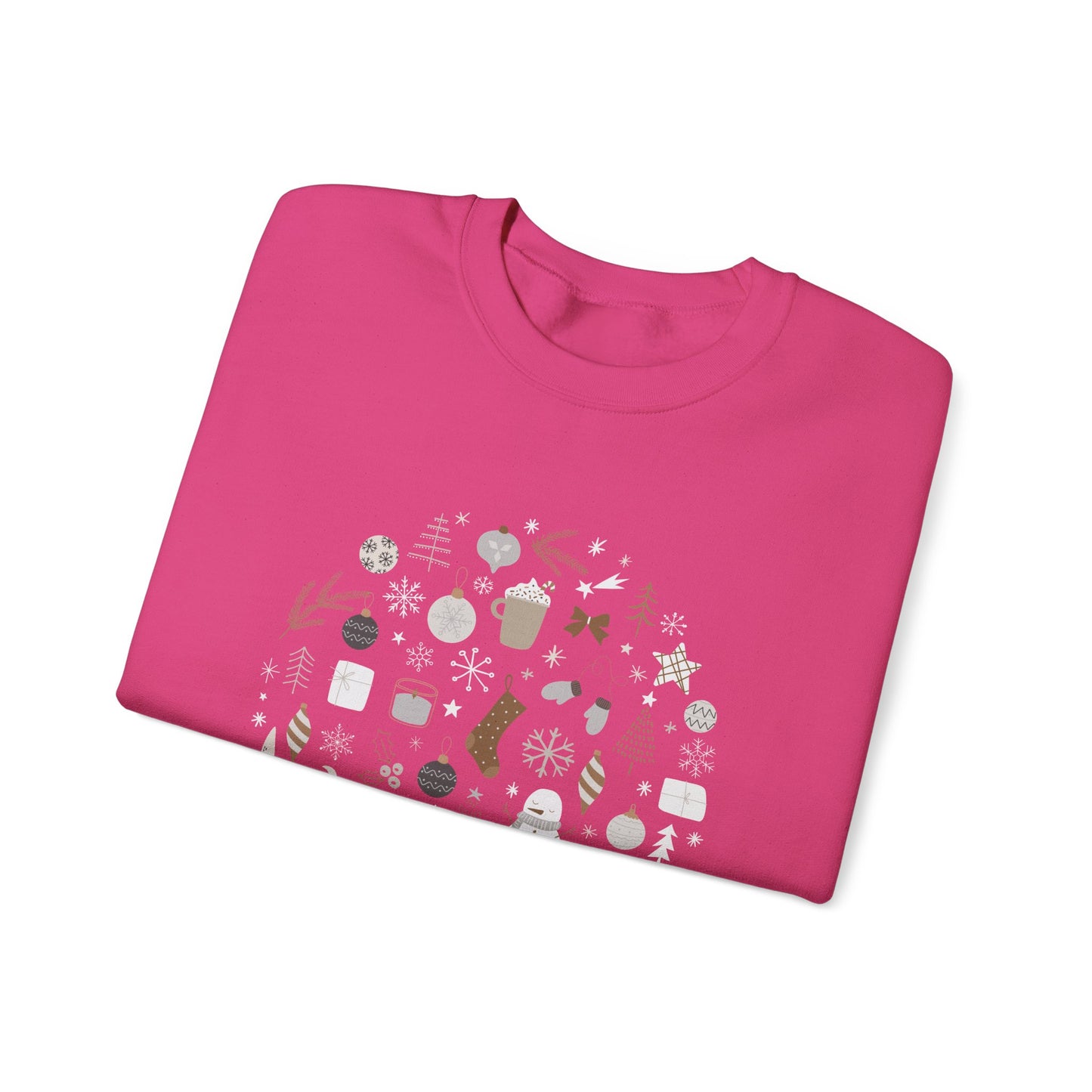 Unisex Heavy Blend Crewneck Sweatshirt Festive Holiday Round Collage 🎄☃️❄️