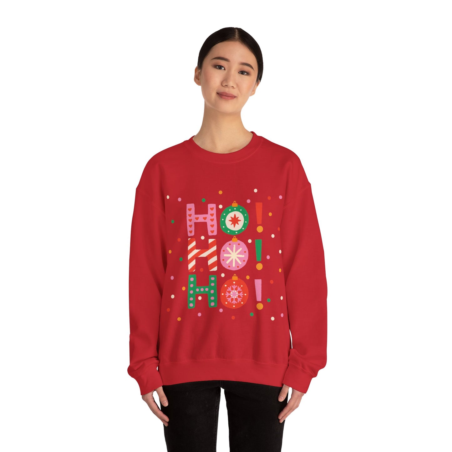 Unisex Heavy Blend Crewneck Sweatshirt Colorful Ho Ho Ho version 2 🎅✨