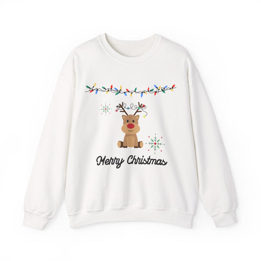 Merry Christmas Reindeer 🎄🦌✨ Unisex Heavy Blend Crewneck Sweatshirt