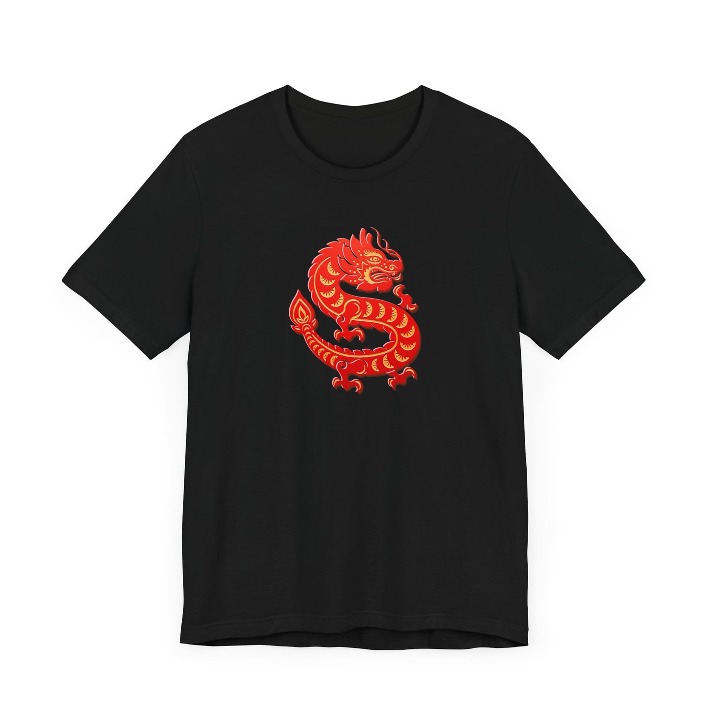 Unisex Jersey Short Sleeve Tee Dragon Magic Chinese New Year Red & Yellow