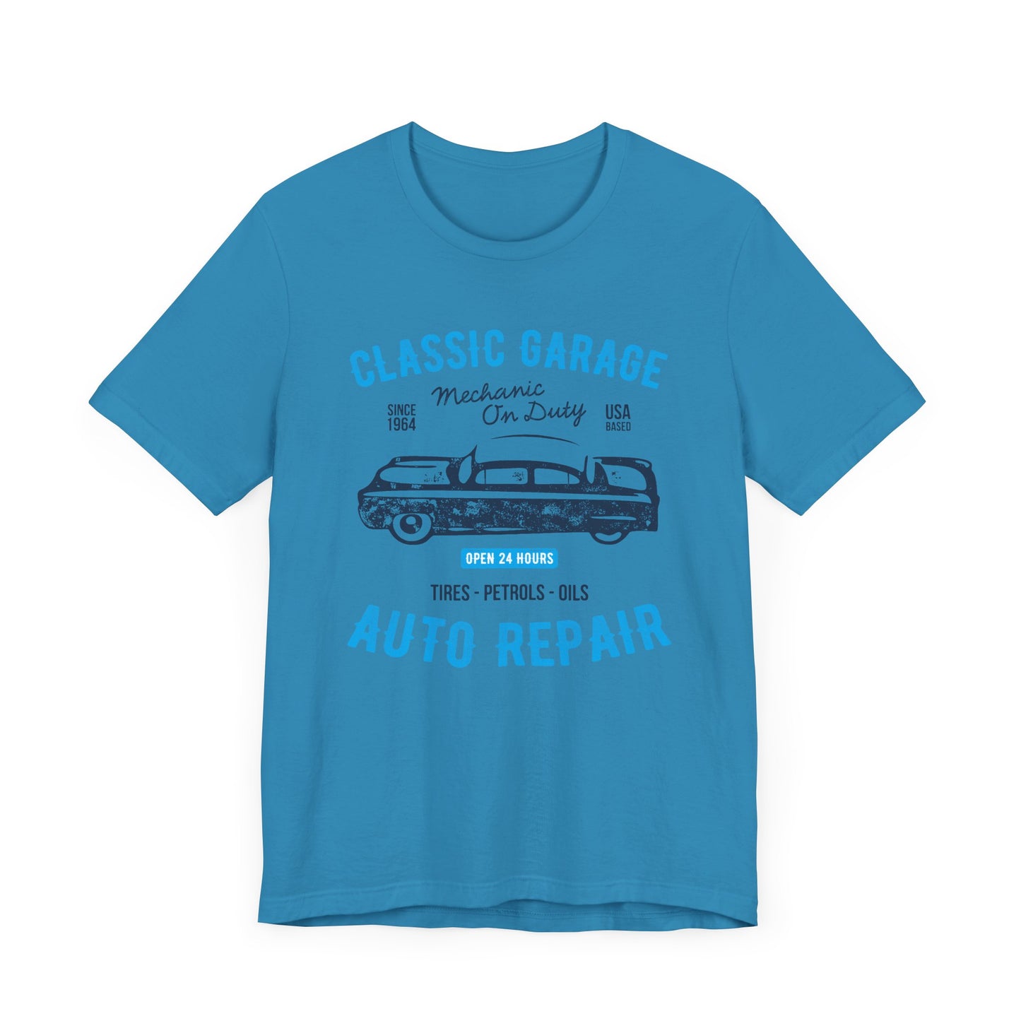 Unisex Jersey Short Sleeve Tee Classic Garage Auto Repair Blue Print