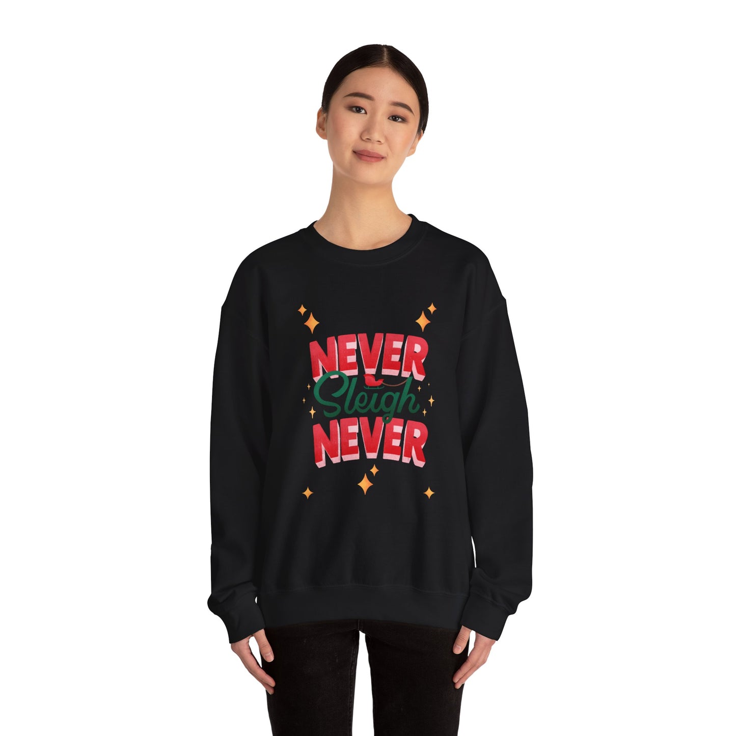 Unisex Heavy Blend Crewneck Sweatshirt Never Sleigh Never 🎄✨