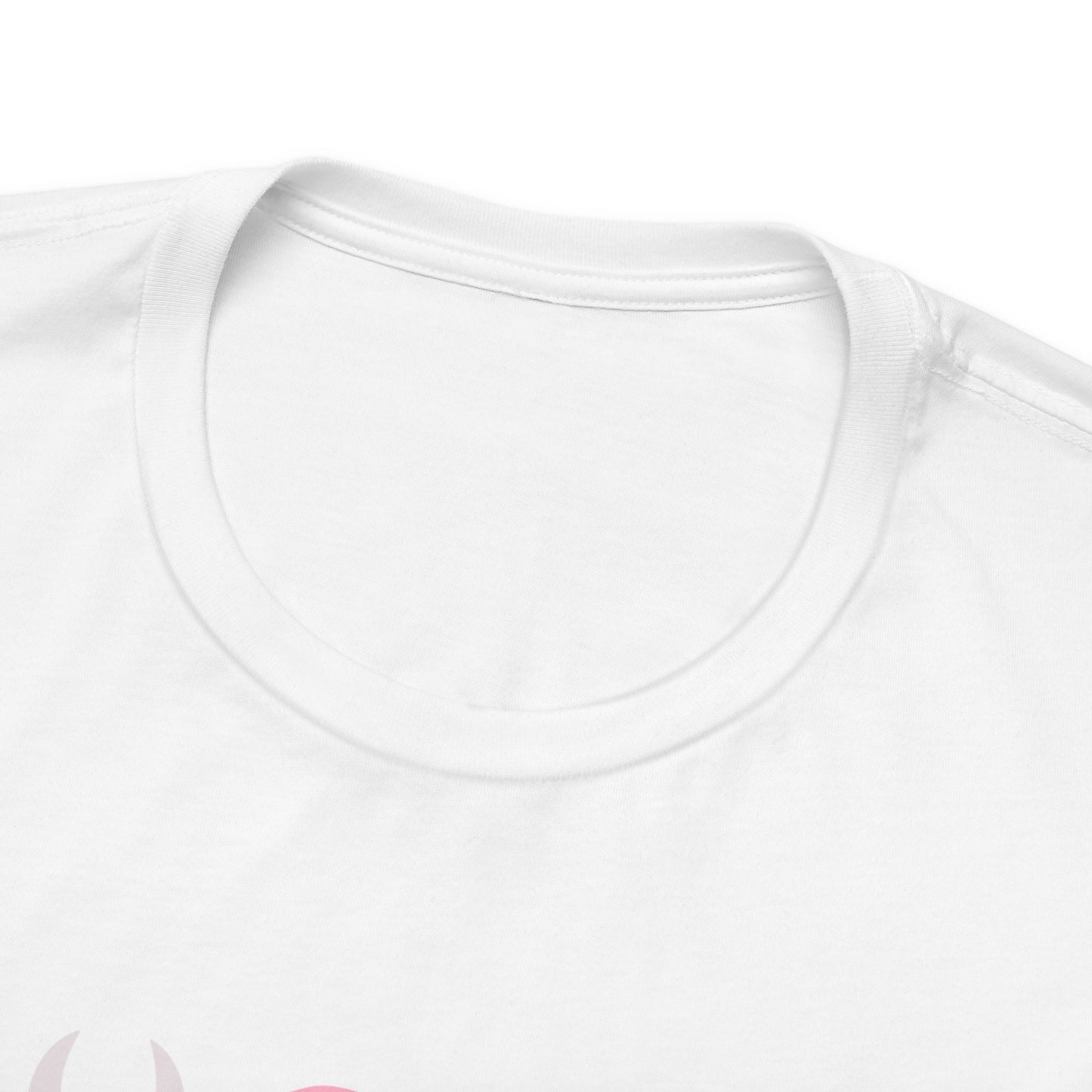 Adorably Quirky Pink Bison With Hearts Unisex Jersey Short Sleeve Tee