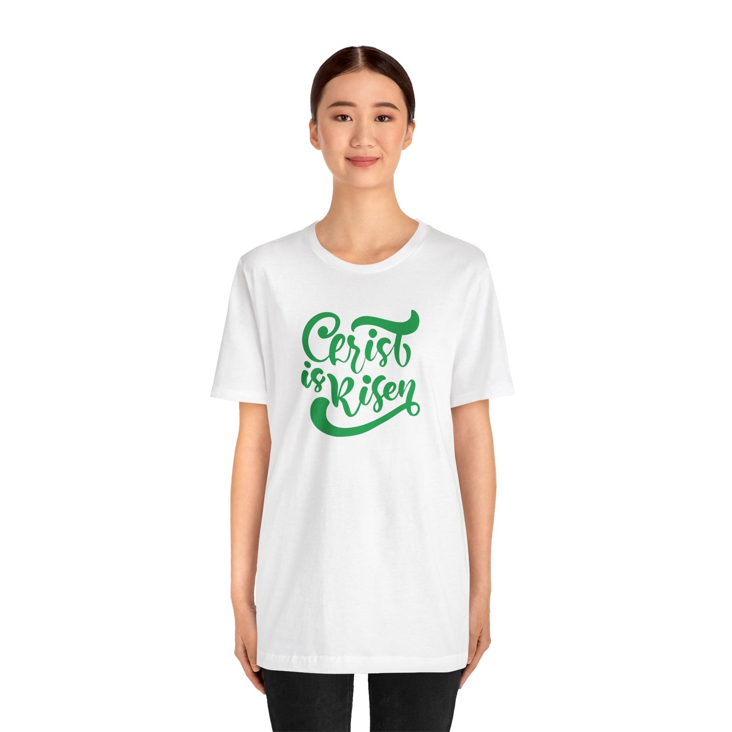 Christ is Risen Green Print Unisex Jersey Short Sleeve Tee