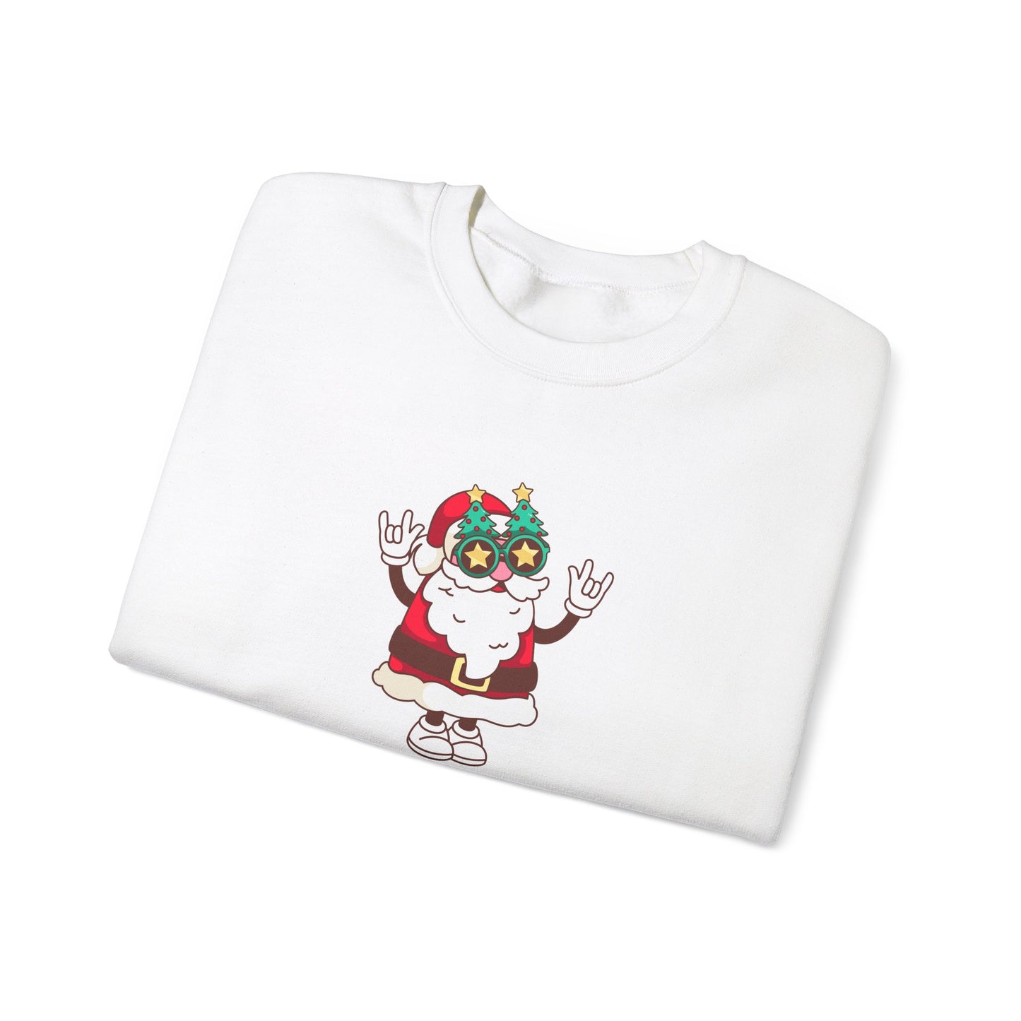 Unisex Heavy Blend Crewneck Sweatshirt Hipster Santa with Tree-Shaped Sunglasses 🎅🌟🎄