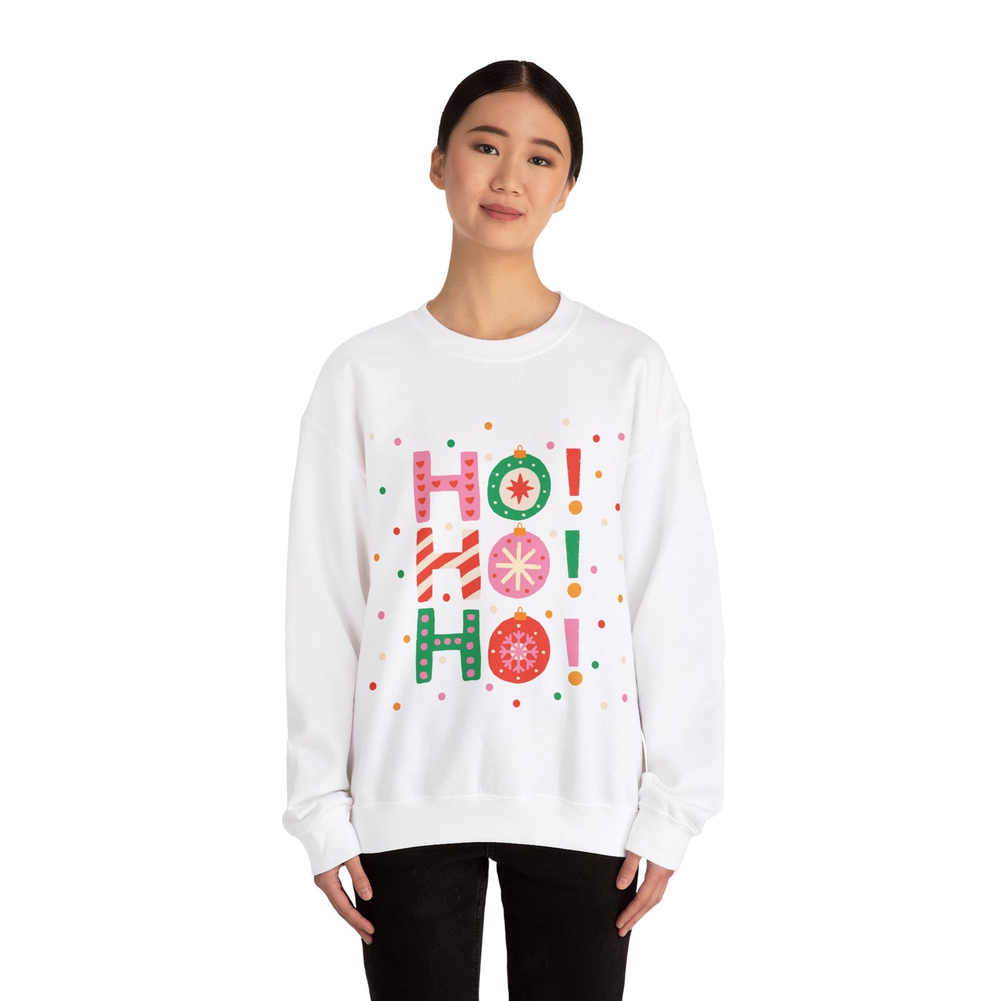 Unisex Heavy Blend Crewneck Sweatshirt Colorful Ho Ho Ho version 2 🎅✨