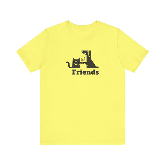 Unisex Jersey Short Sleeve Tee Cat & Dog Hi-5 Each Other Best Friends Black Print