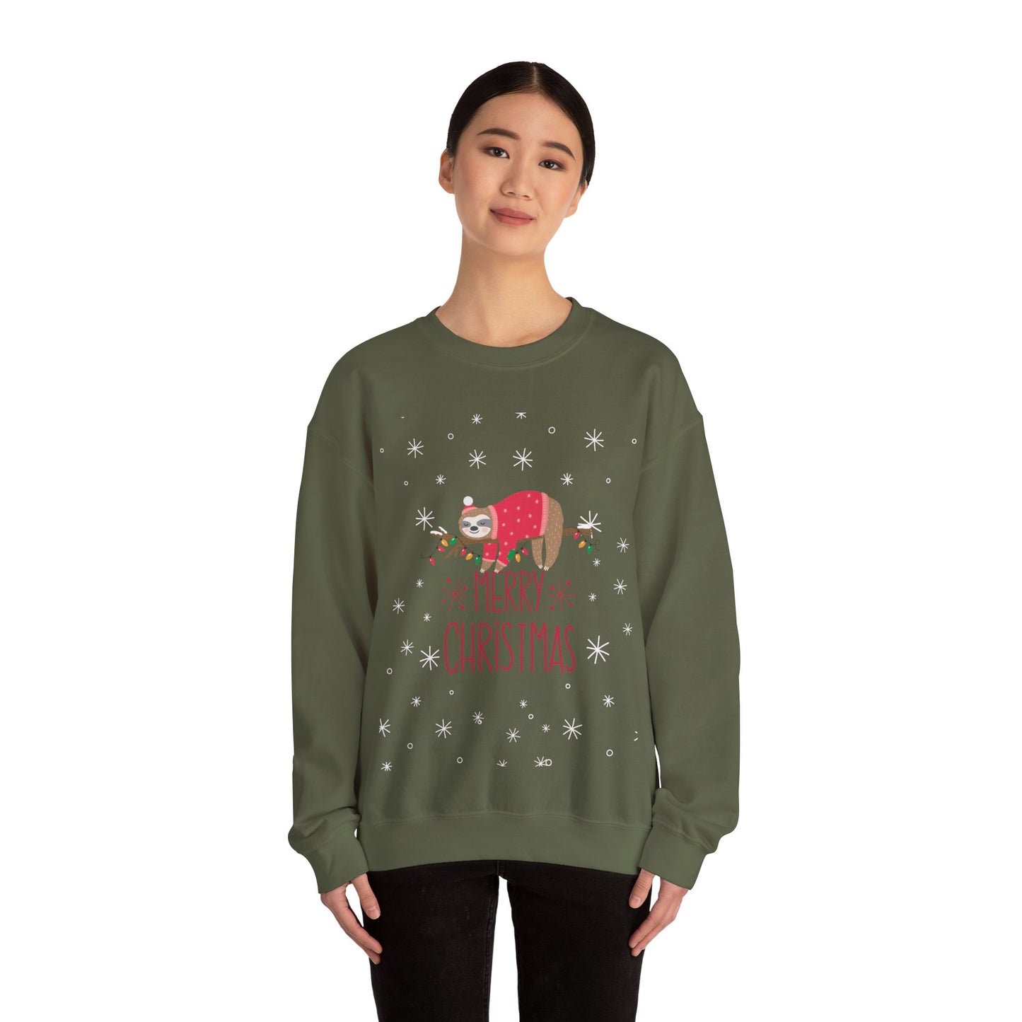 Merry Christmas Sloth 🎄🦥✨ Unisex Heavy Blend Crewneck Sweatshirt