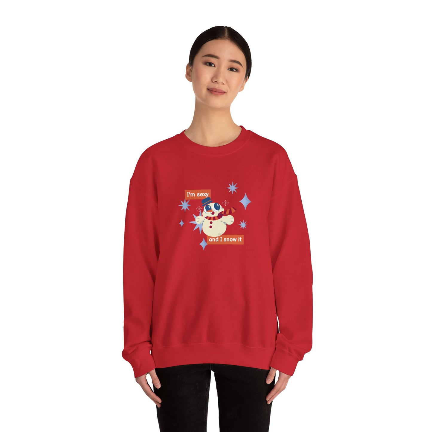 Unisex Heavy Blend Crewneck Sweatshirt I'm Sexy And I Snow It Snowman Design ⛄️❄️✨