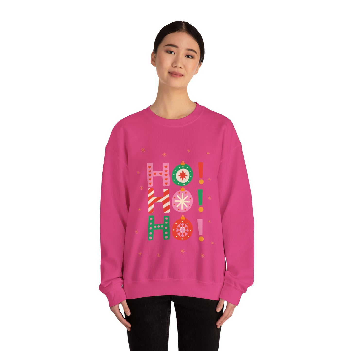 Unisex Heavy Blend Crewneck Sweatshirt Colorful Ho Ho Ho version 1 🎅✨