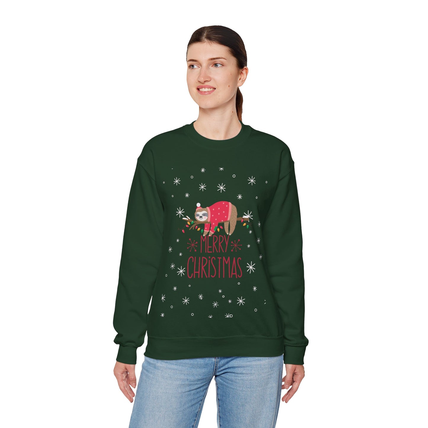 Merry Christmas Sloth 🎄🦥✨ Unisex Heavy Blend Crewneck Sweatshirt