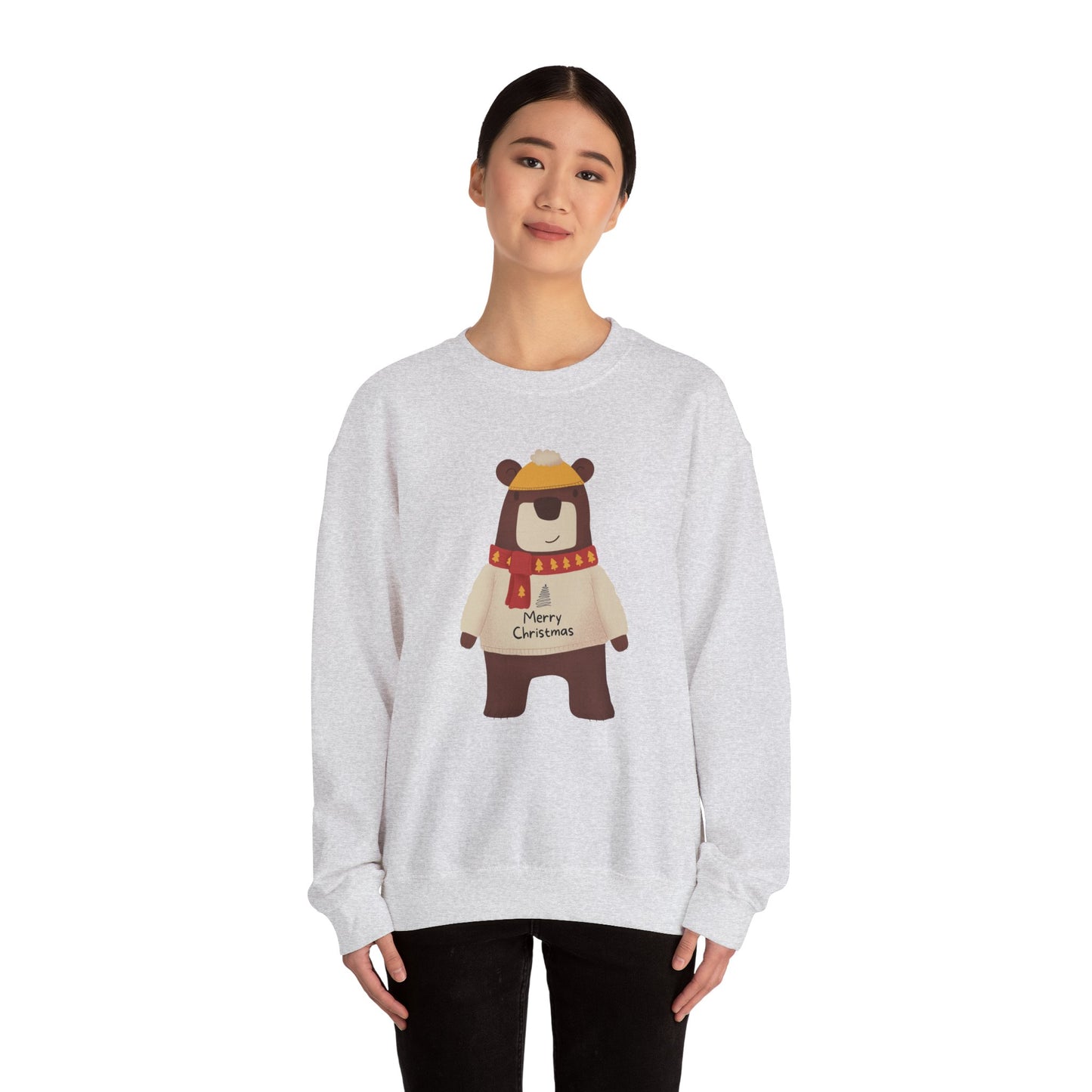 Unisex Heavy Blend Crewneck Sweatshirt Festive Bear in Sweater & Scarf 🎄🐻❤️