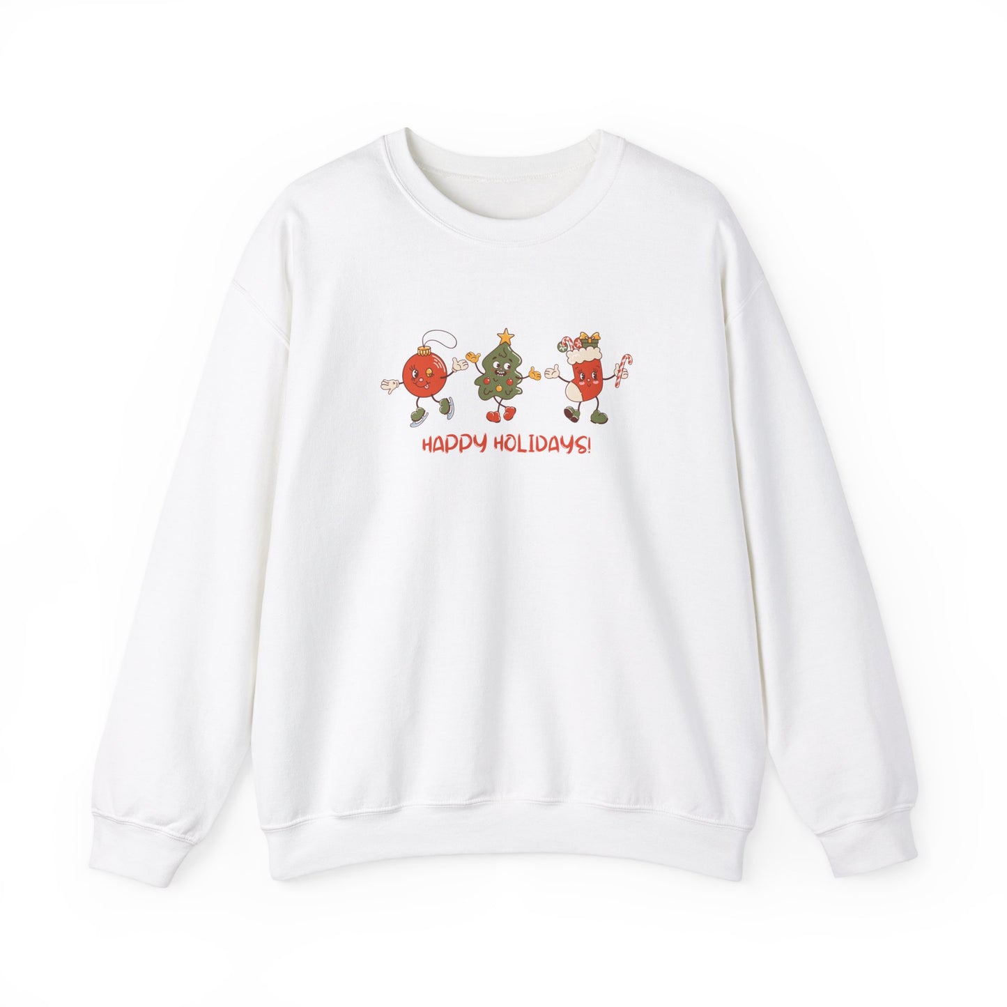 Unisex Heavy Blend Crewneck Sweatshirt Happy Holidays with Festive Characters 🎄✨🎉