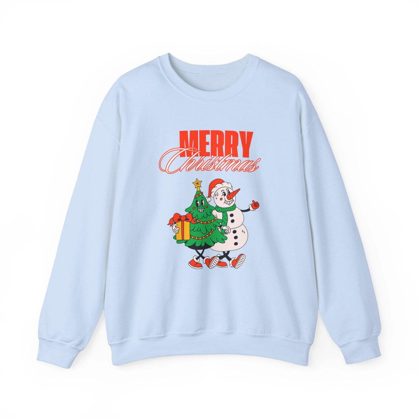 Unisex Heavy Blend Crewneck Sweatshirt Merry Christmas with Snowman & Tree 🎄☃️✨