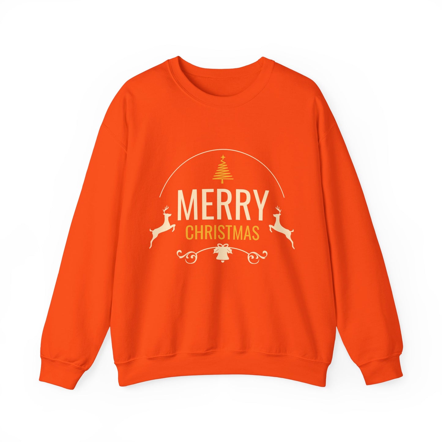 Unisex Heavy Blend Crewneck Sweatshirt Merry Christmas with Leaping Reindeer 🎄🦌